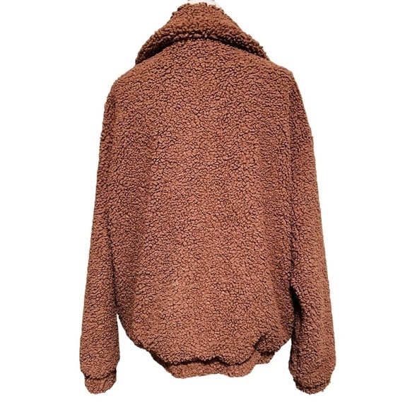 EASEL WOMENS OVERSIZED LIGHT MAUVE TEDDY ZIPPERED JACKET SIZE MEDIUM - Picture 3 of 11